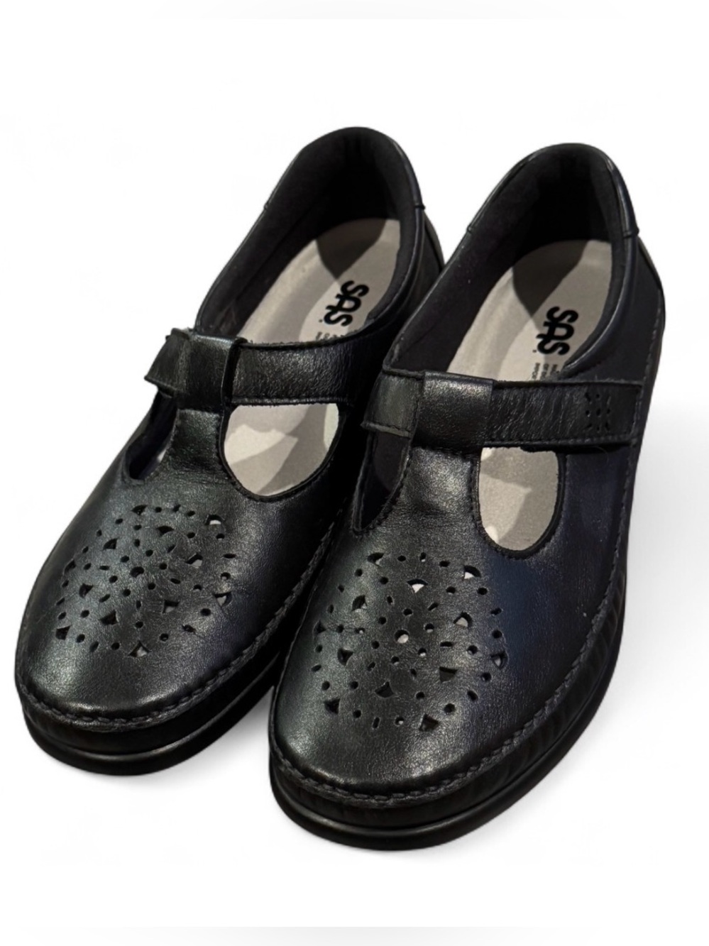 SAS Tripad Comfort Mary Jane Shoes 9.5W Black Leather Wide Comfort